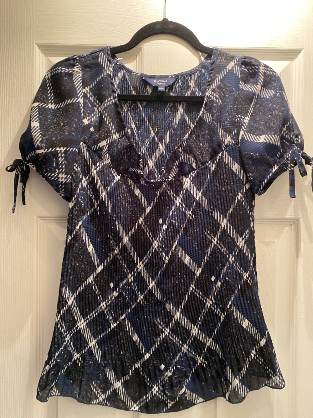 Sheer Navy & Blue Short-Sleeve Blouse
